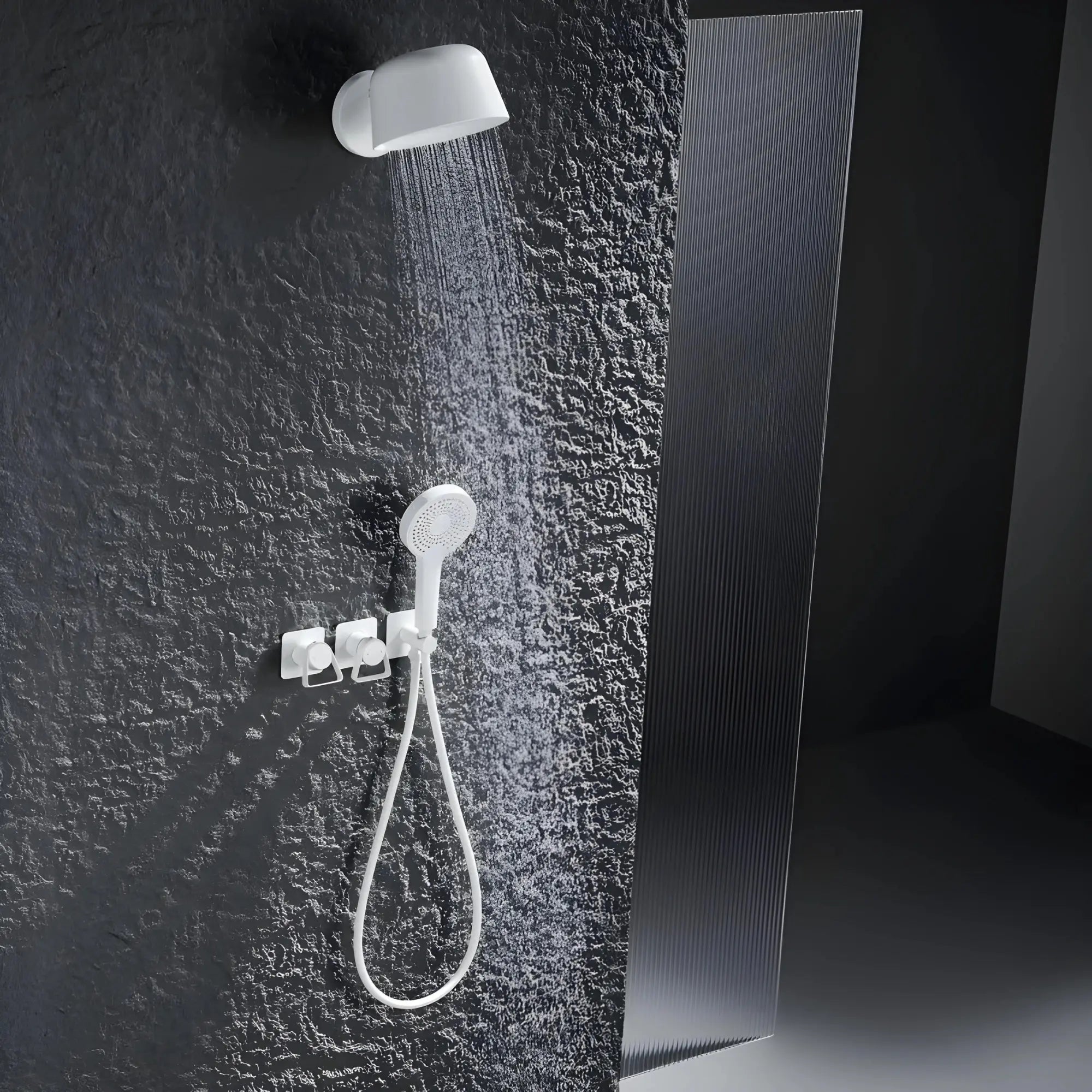 Mitigeur de douche encastrée avec pomme cloche mural blanc - Lujo Afinaure