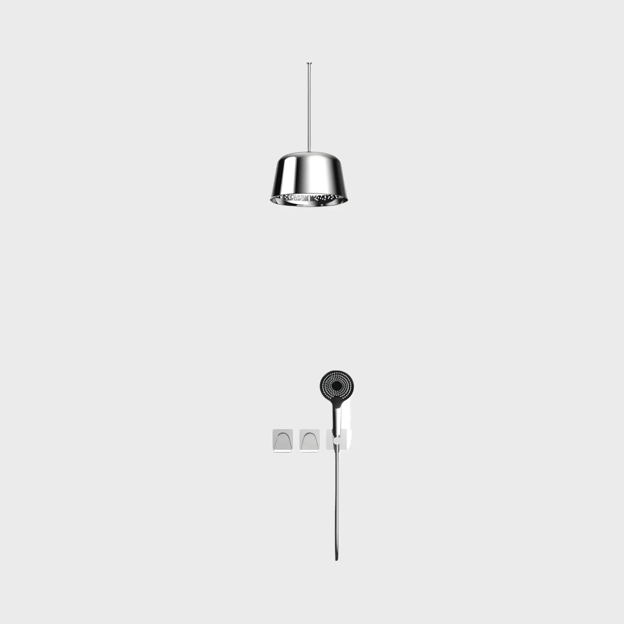 Mitigeur de douche encastrée avec pomme cloche plafond chrome - Lujo Afinaure