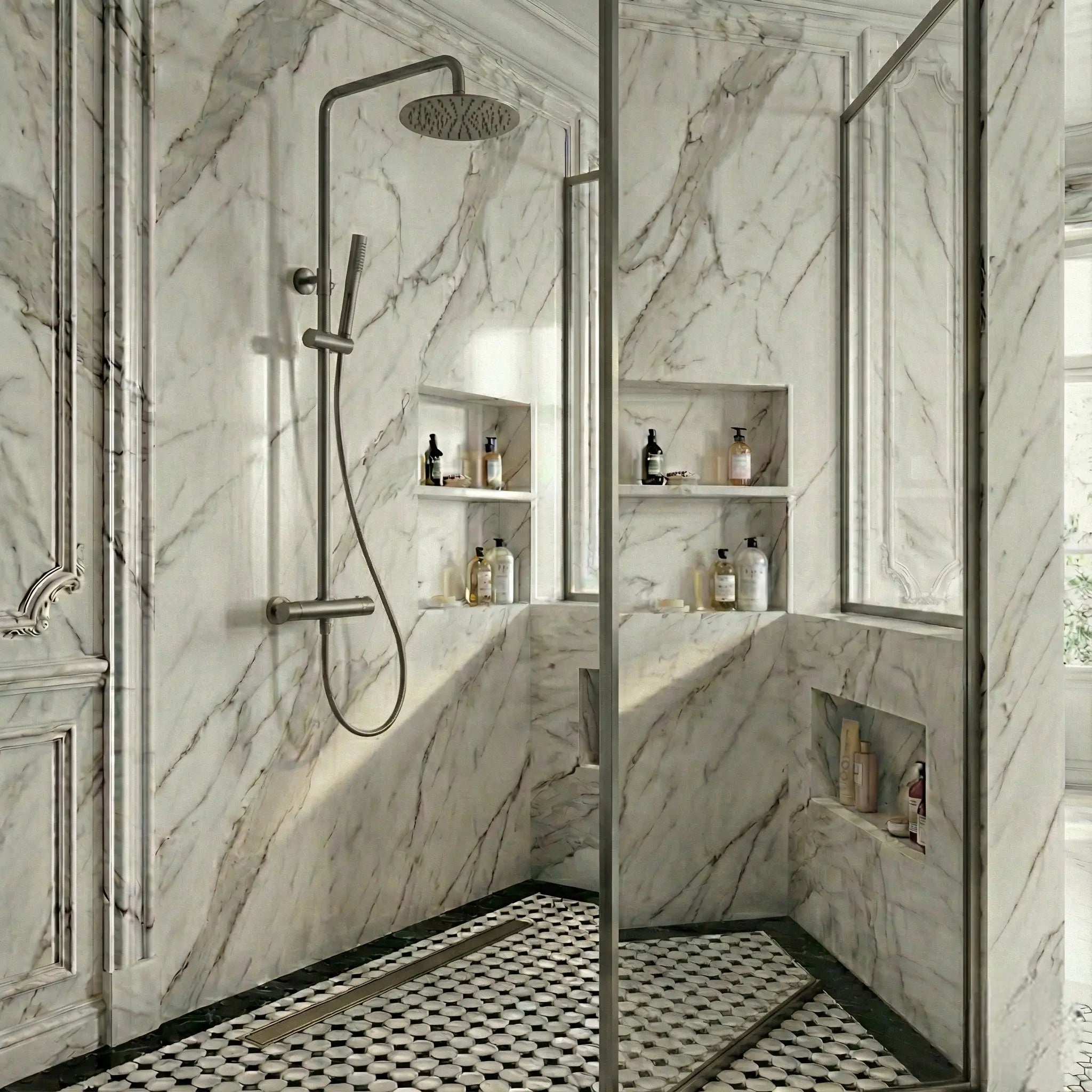 Colonne de douche thermostatique Anthracite - Ornos Afinaure