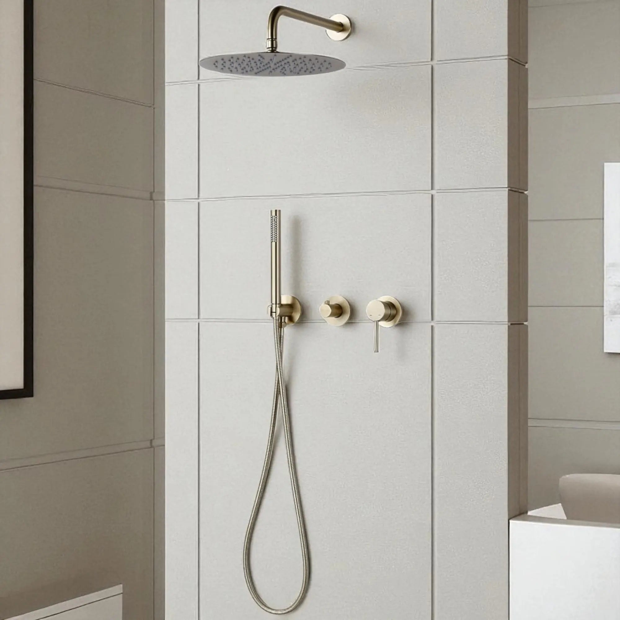 Colonne de douche thermostatique or brossé - Scorpio Afinaure