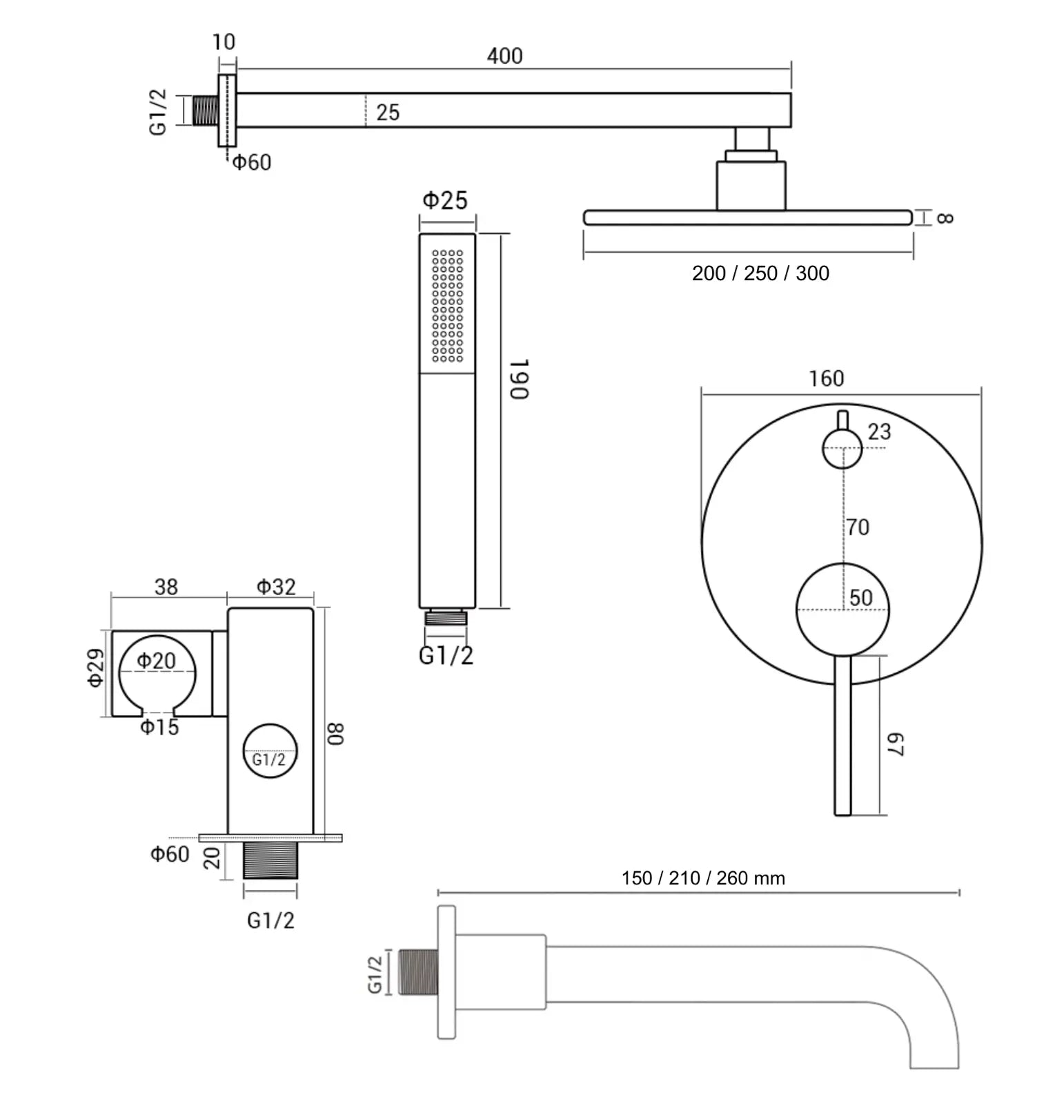 Composition bain douche thermostatique encastrée or rose - Namos Afinaure