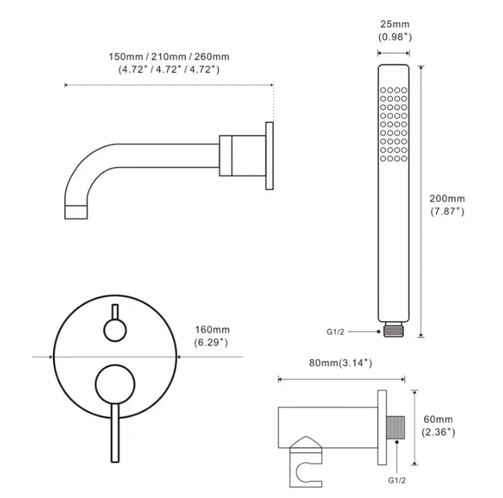 Composition mitigeur bain thermostatique encastré noir - Namos Afinaure