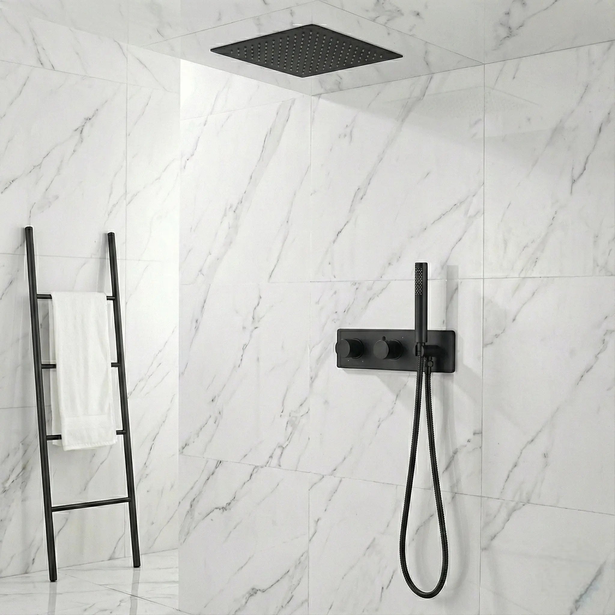 Ensemble de douche encastré en noir mat - Rixo Afinaure