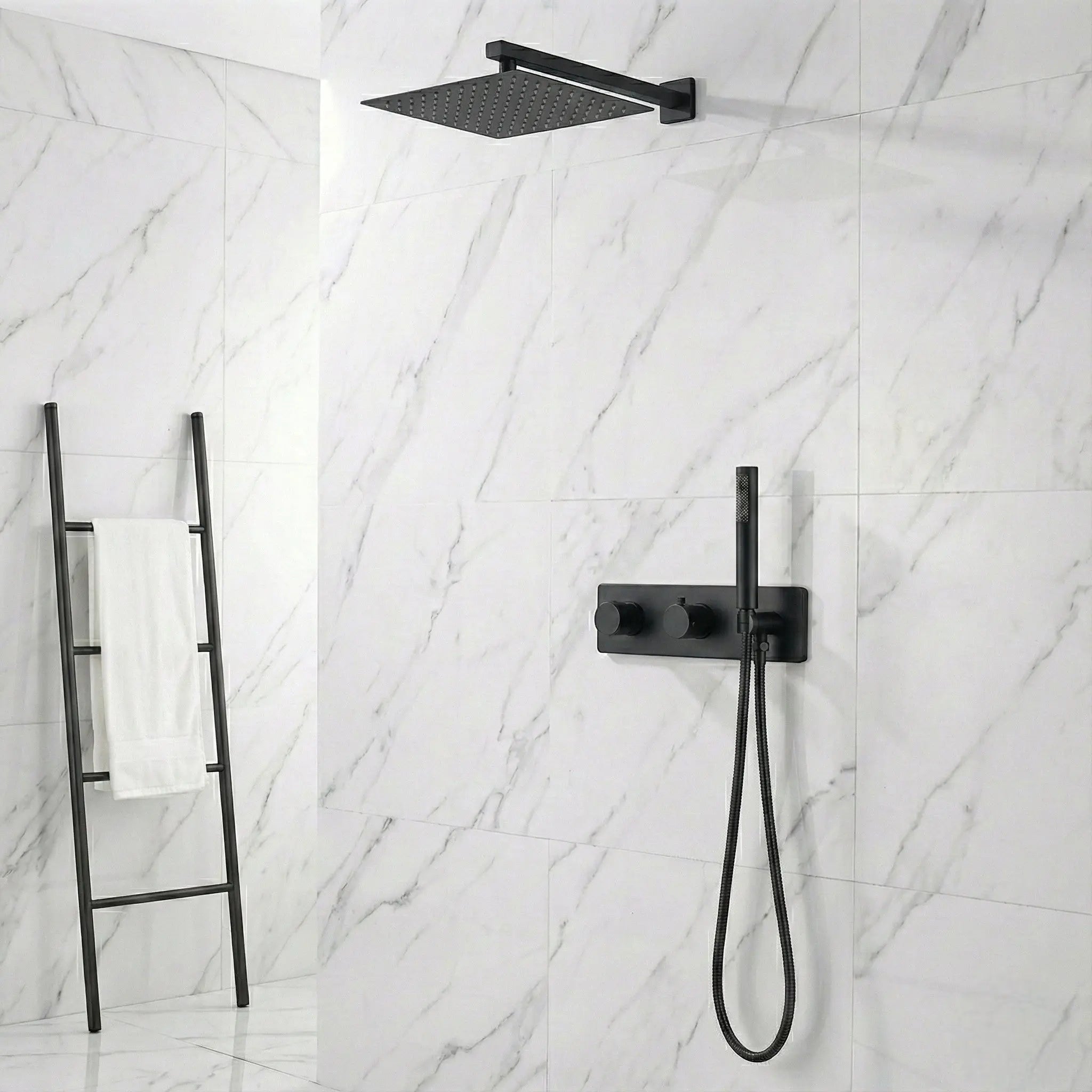 Ensemble de douche encastré en noir mat - Rixo Afinaure