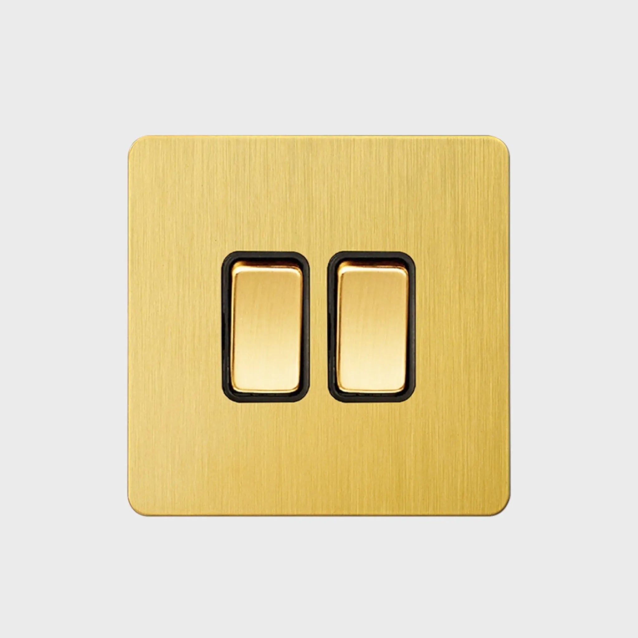 Interrupteur double bouton plat laiton brossé - ELYSE Afinaure