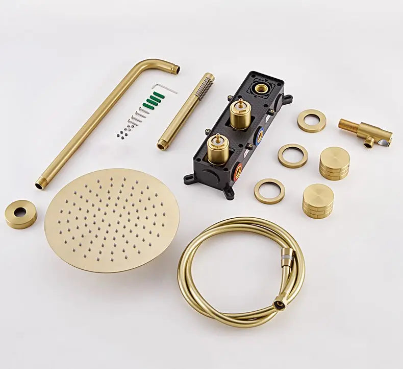 Composition mitigeur de douche thermostatique encastré or brossé - Cullinan Afinaure
