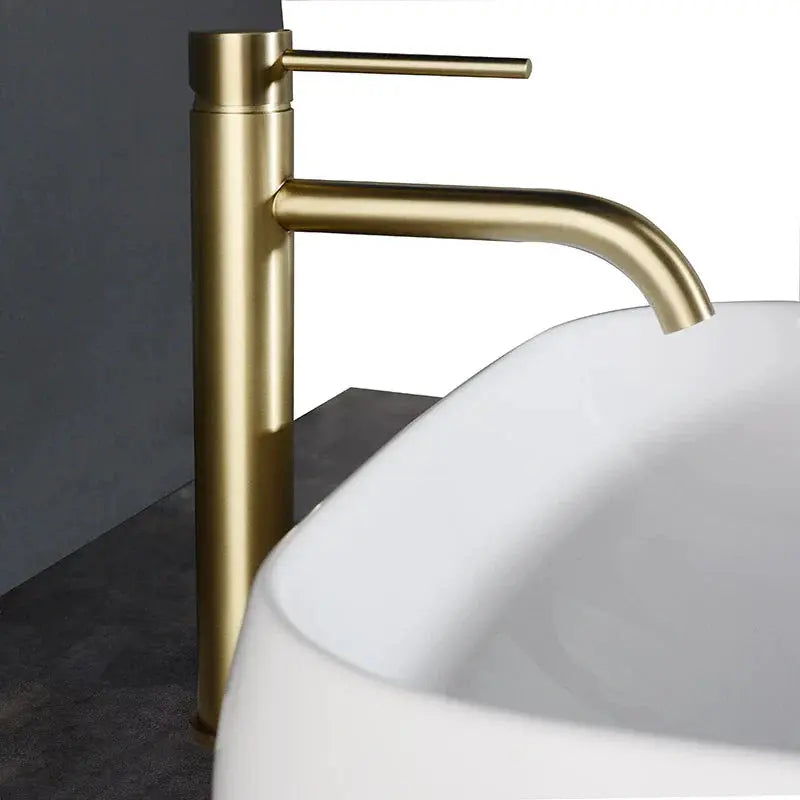 Robinet mitigeur lavabo haut or brossé - Macakizi Afinaure