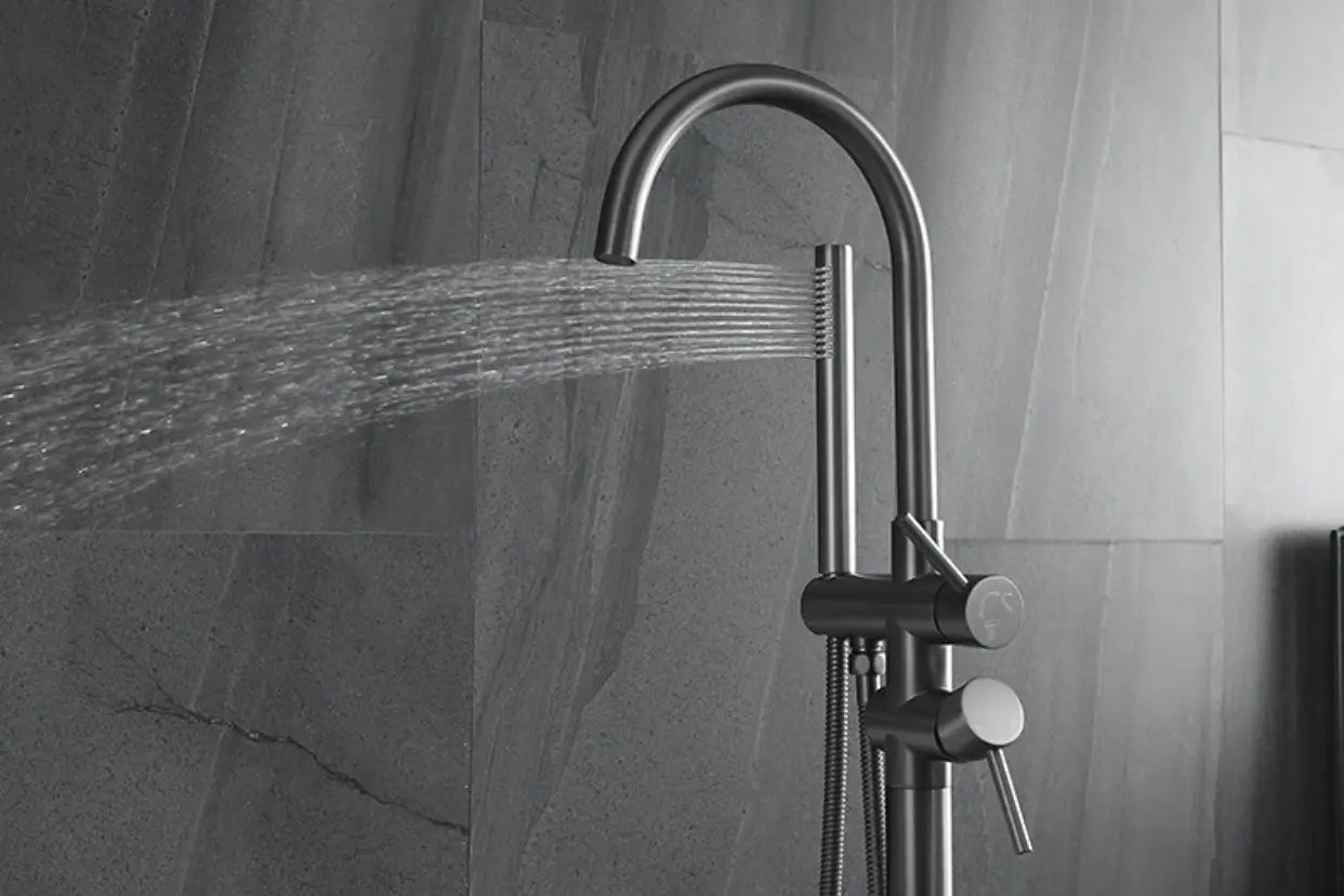 Robinet mitigeur de baignoire sur pied Anthracite - Amare Afinaure