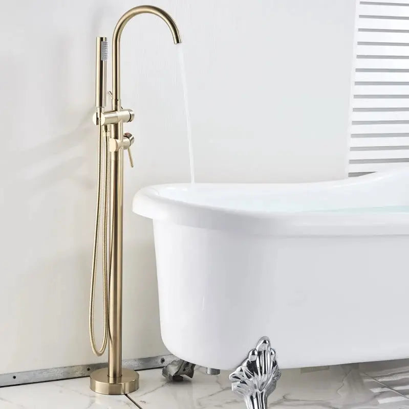 Robinet mitigeur de baignoire sur pied or brossé - Amare Afinaure