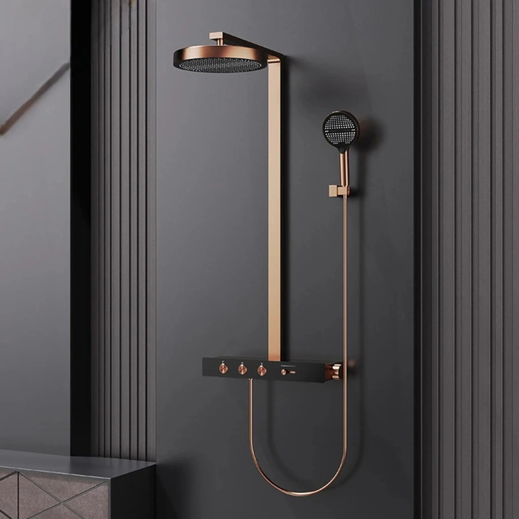 Colonne de douche thermostatique Or rose – Aurelio Afinaure