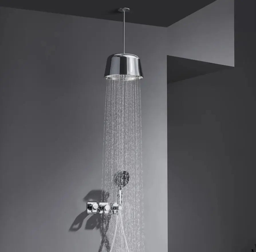 Mitigeur de douche encastrée avec pomme cloche plafond chrome - Lujo Afinaure