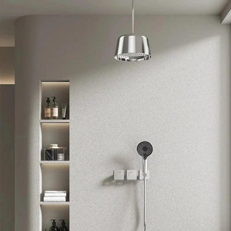 Mitigeur de douche encastrée avec pomme cloche plafond chrome - Lujo Afinaure