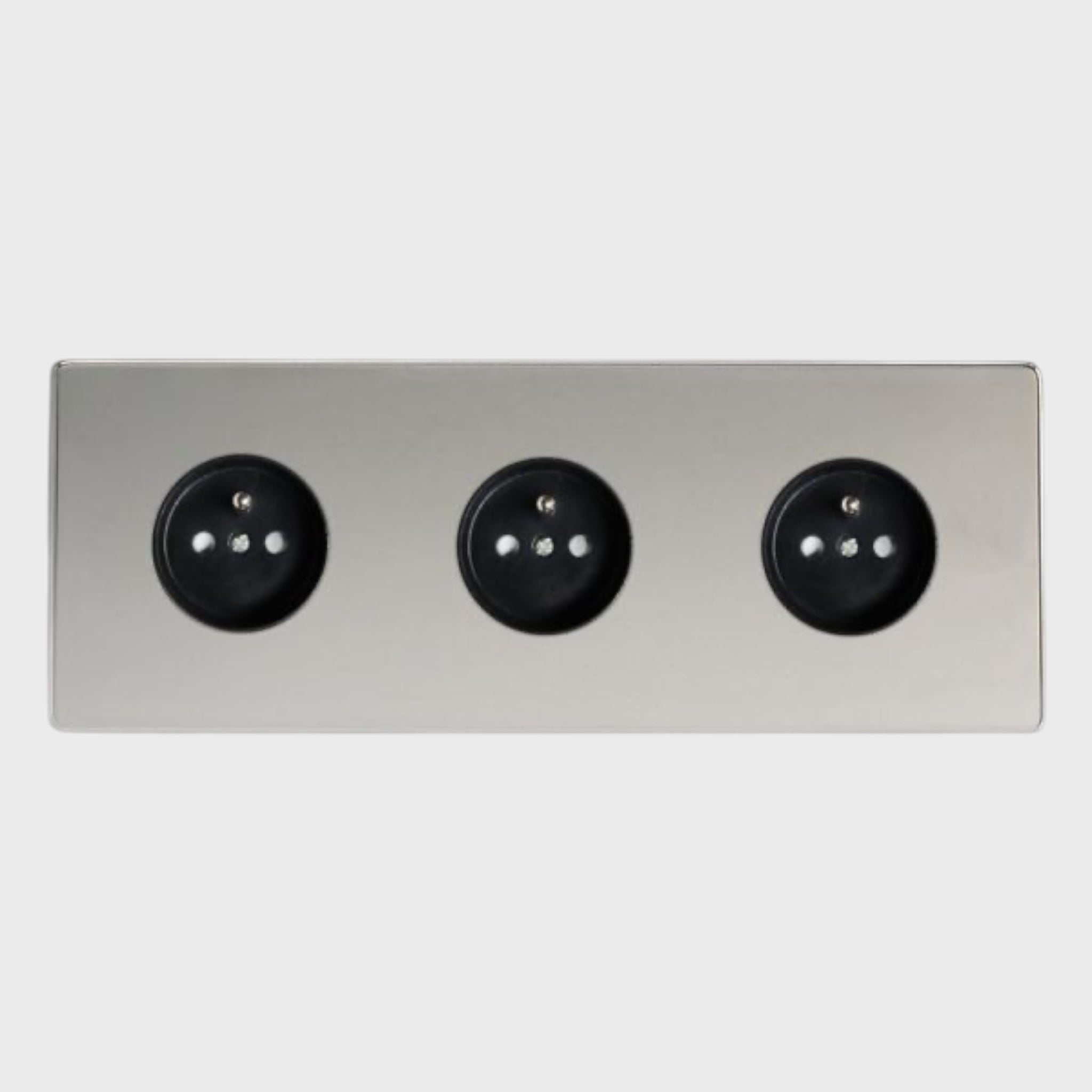Prise triple chrome miroir Mayfair Afinaure - prise électrique triple 16A finition chrome miroir