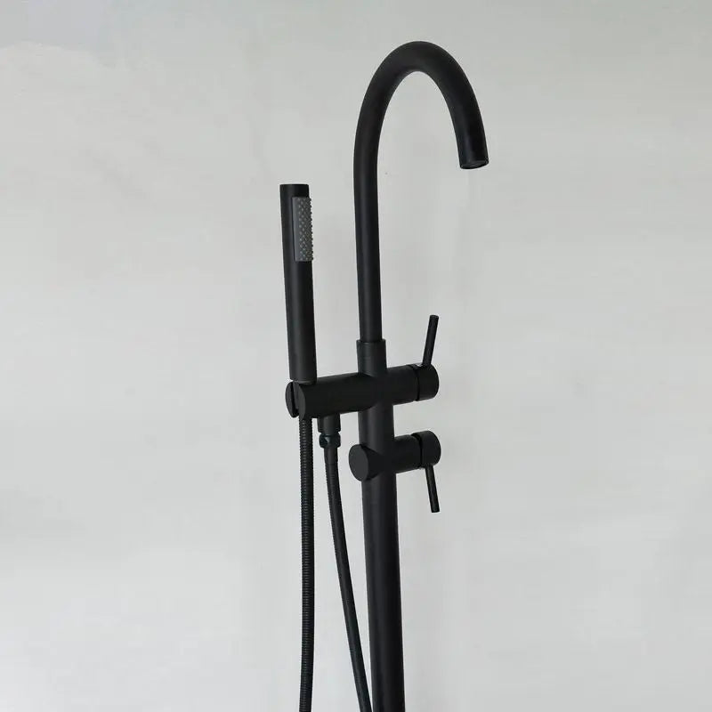 Robinet mitigeur de baignoire sur pied noir mat - Amare Afinaure