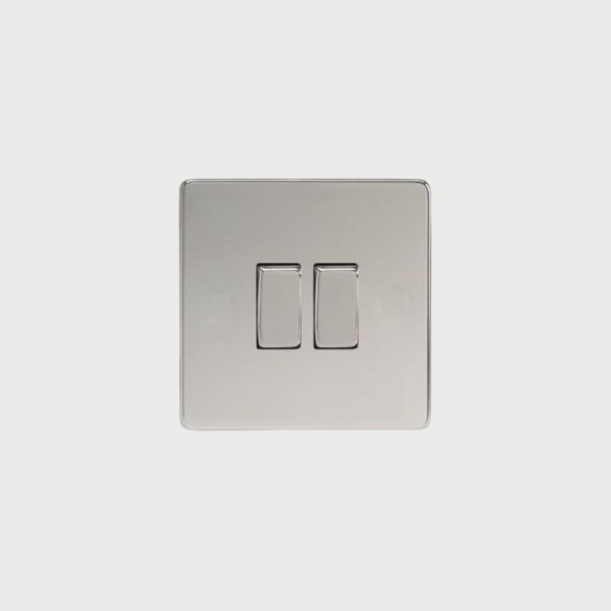 Interrupteur double bouton plat chrome miroir - Mayfair