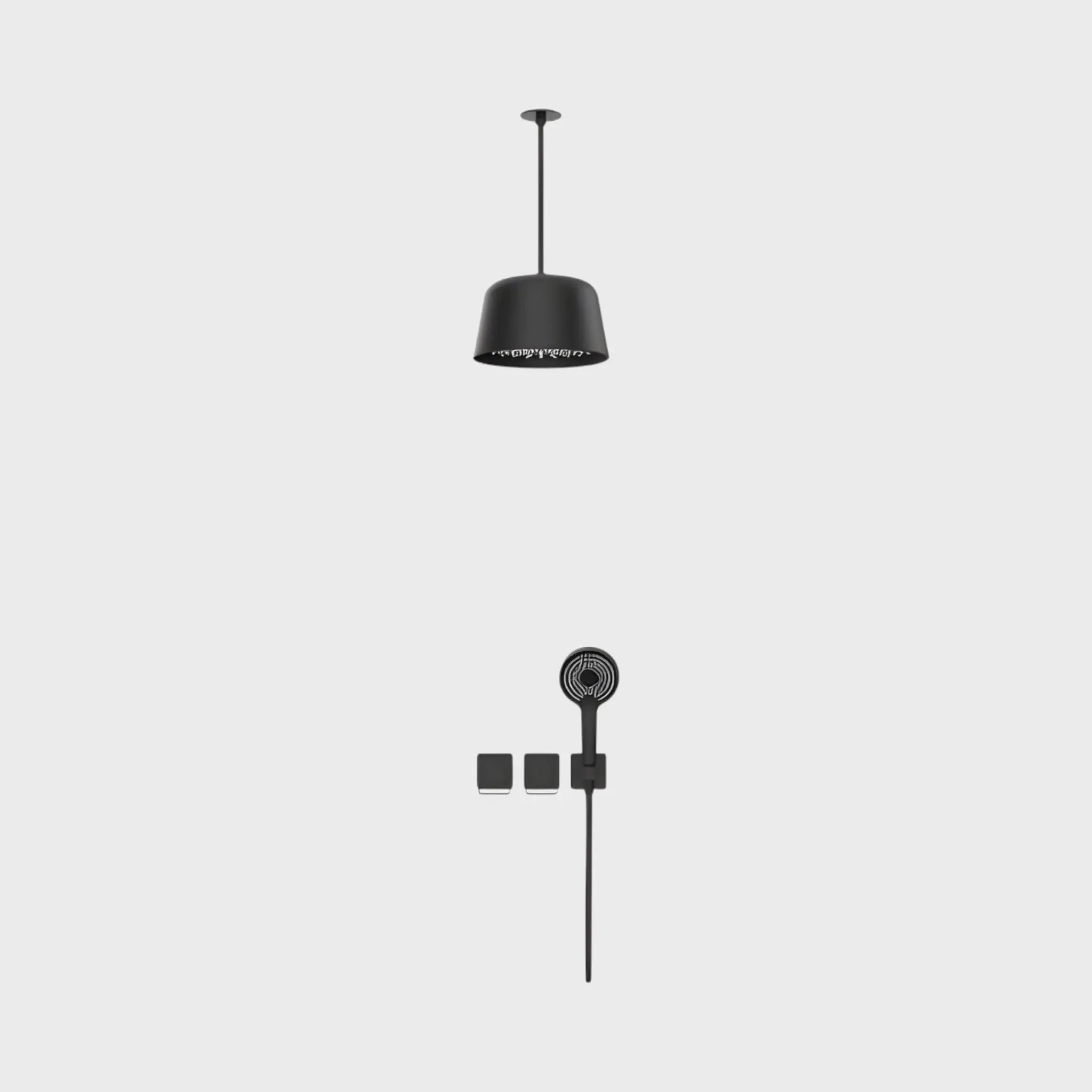 Mitigeur de douche encastrée avec pomme cloche plafond noir mat - Lujo Afinaure