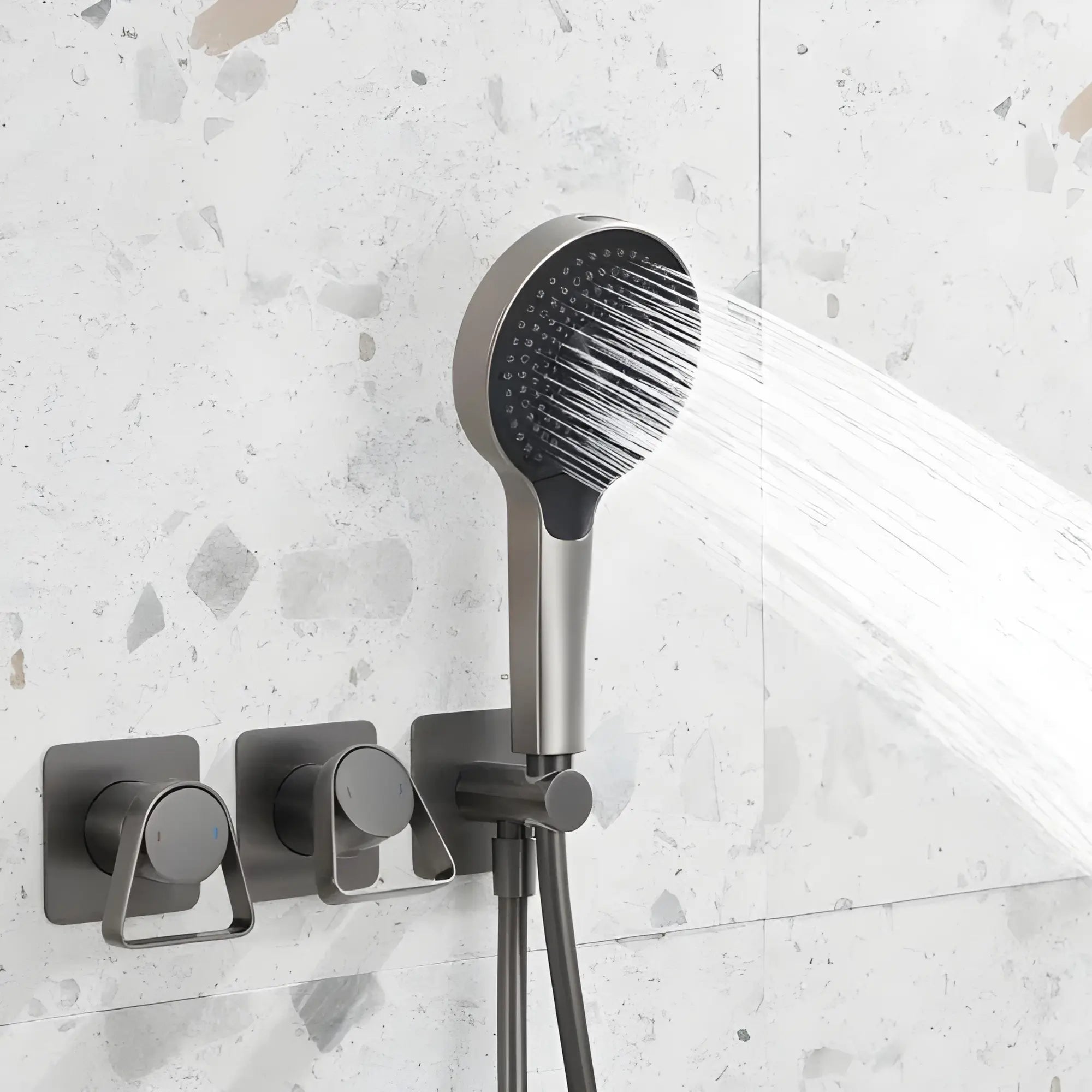 Mitigeur de douche encastrée avec pomme cloche mural Antracite  - Lujo Afinaure