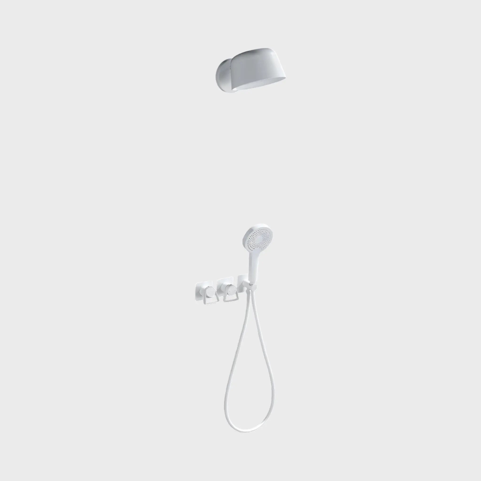Mitigeur de douche encastrée avec pomme cloche mural blanc  - Lujo Afinaure