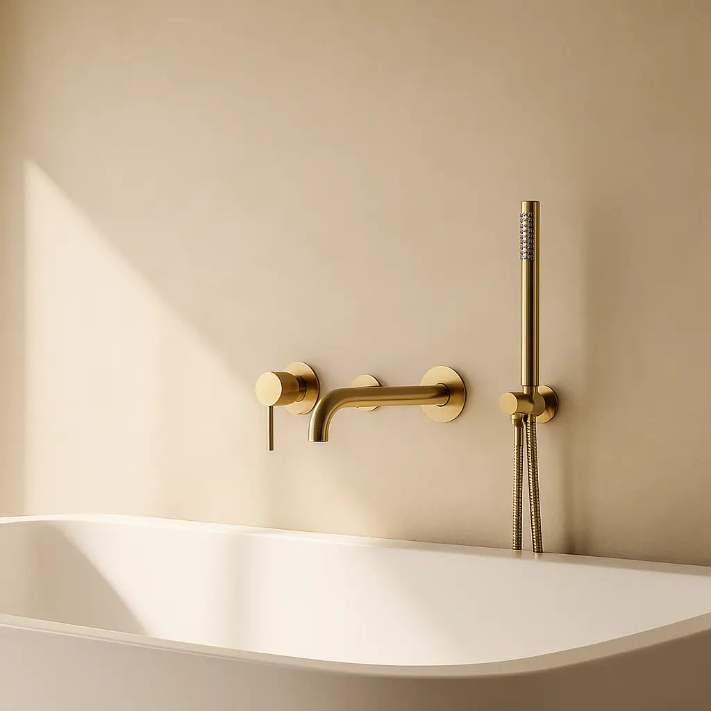 Pack mitigeur de bain à encastrer or brossé - Biblos Afinaure