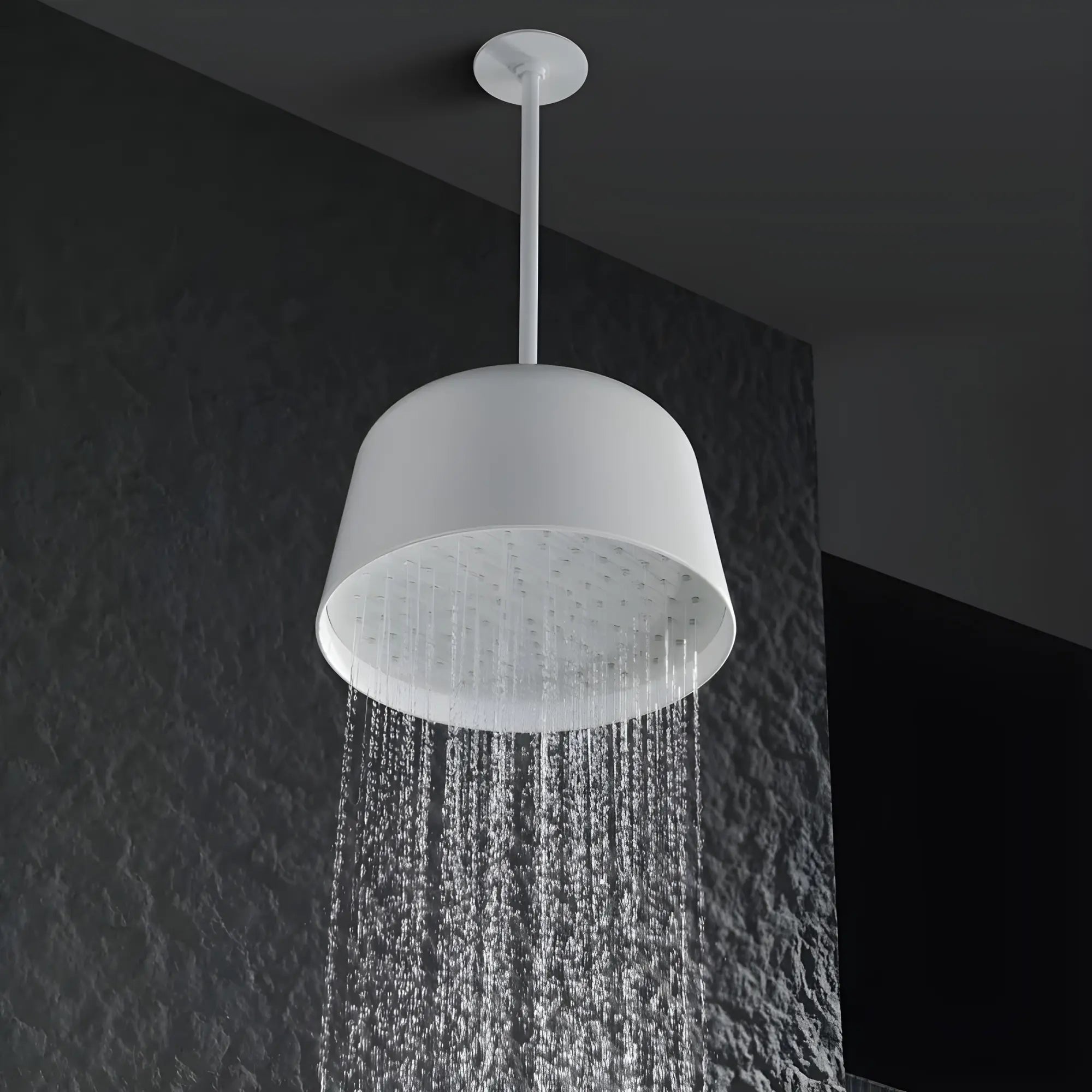 Mitigeur de douche encastrée avec pomme cloche plafond blanc - Lujo Afinaure