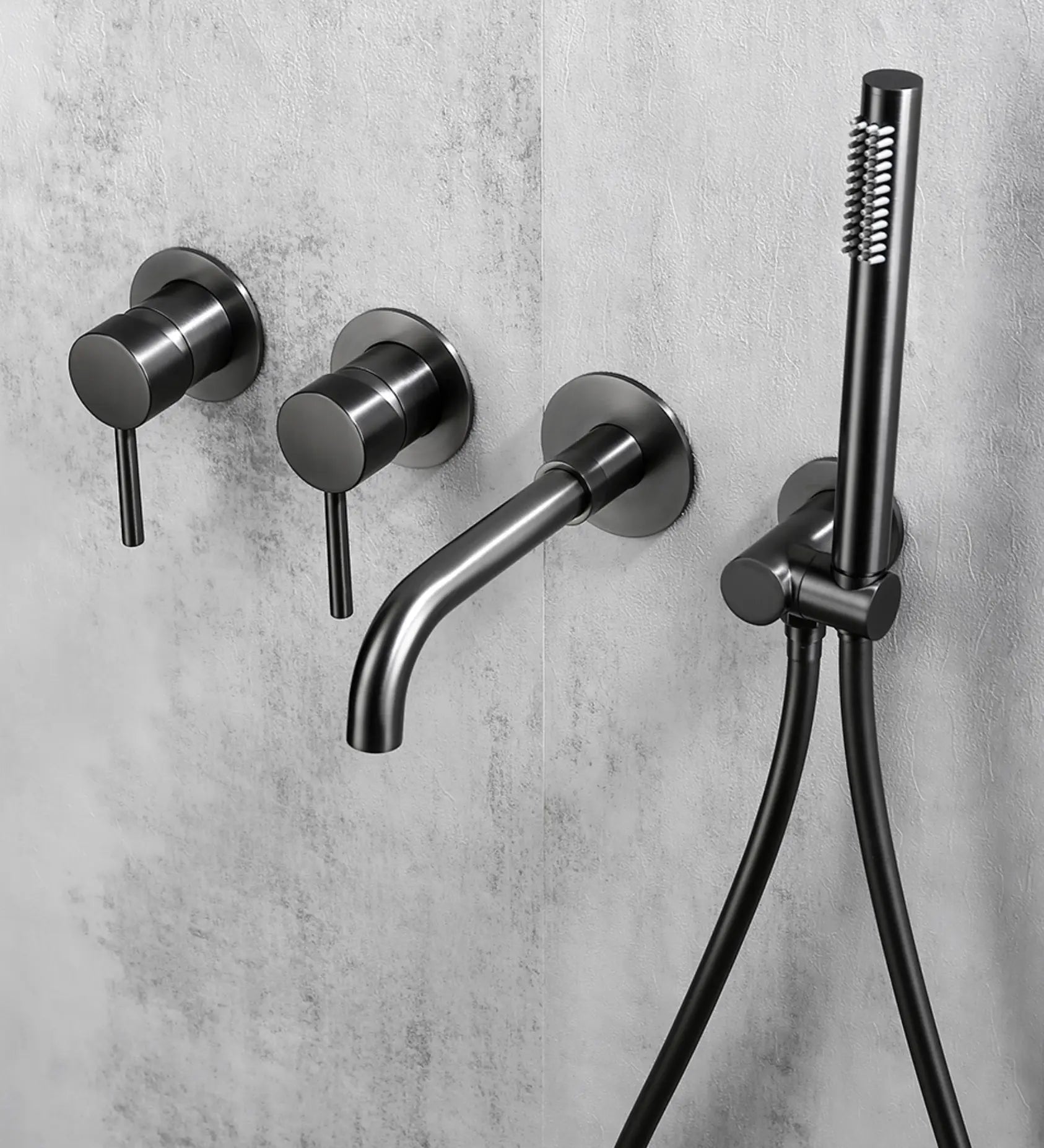 Kit de douche-bain encastré anthracite - Biblos Afinaure