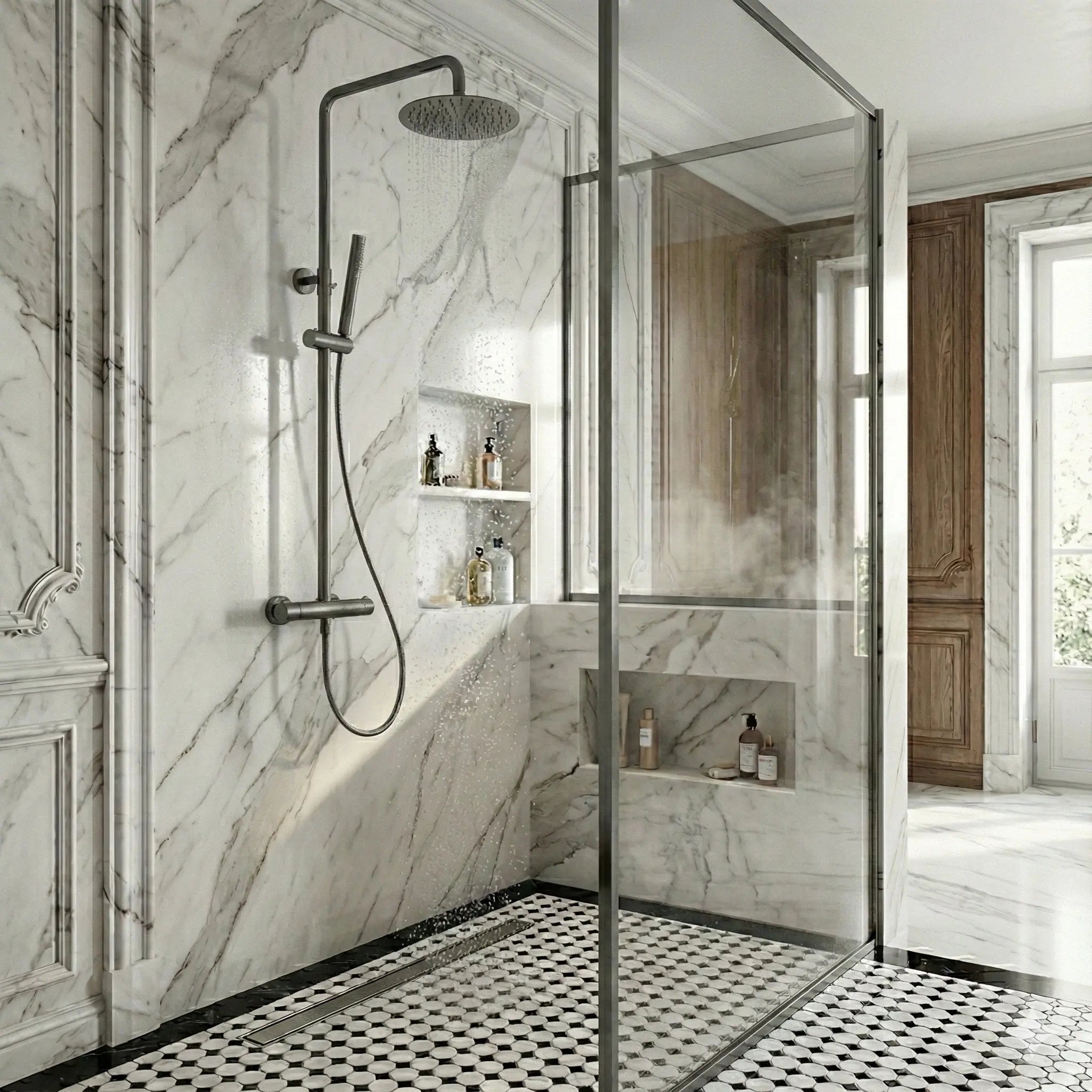 Colonne de douche thermostatique Anthracite - Ornos Afinaure