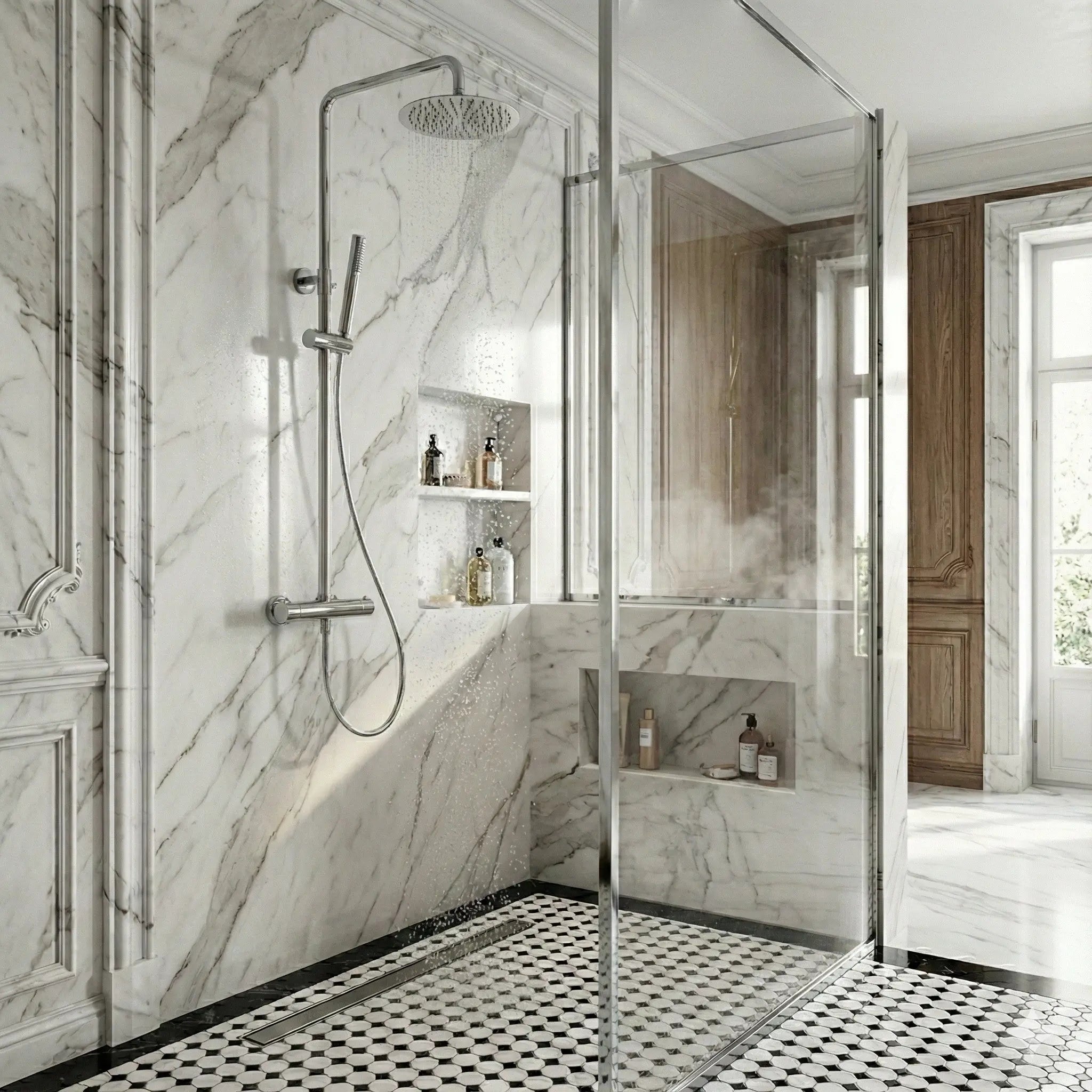 Colonne de douche thermostatique chromée - Ornos Afinaure