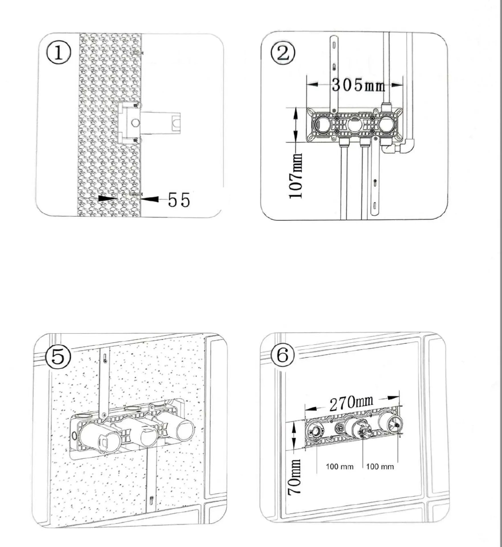 Ensemble de douche encastré en Anthracite - Rixo Afinaure