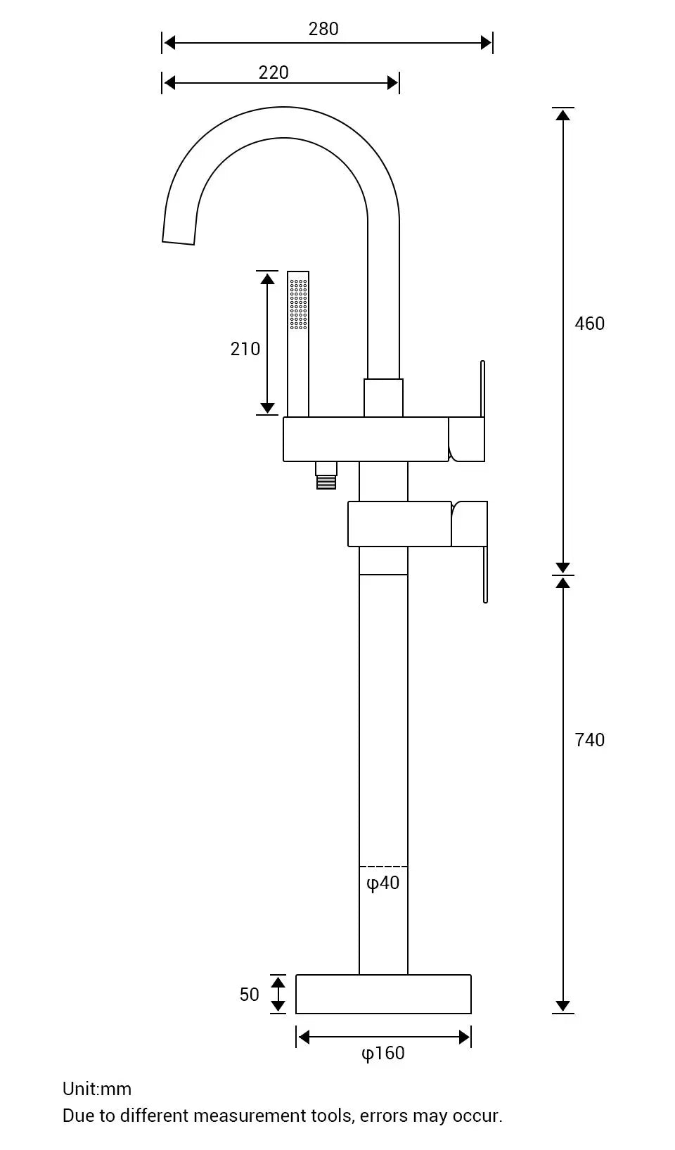 Robinet mitigeur de baignoire sur pied noir mat - Amare Afinaure