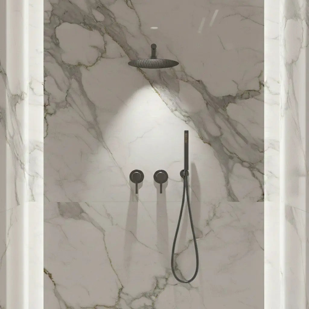 Composition mitigeur de douche thermostatique encastré anthracite - Biblos Afinaure