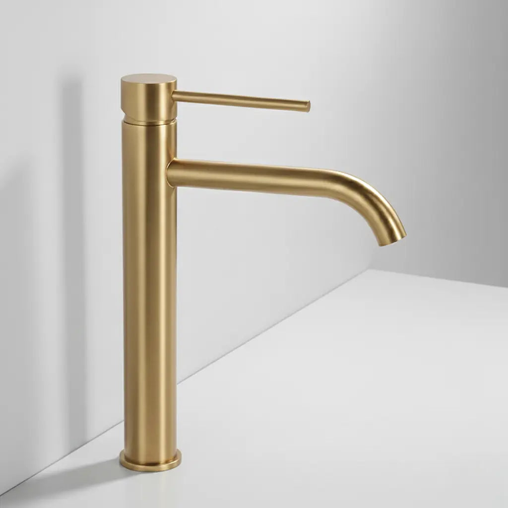 Robinet mitigeur lavabo haut or brossé - Macakizi Afinaure