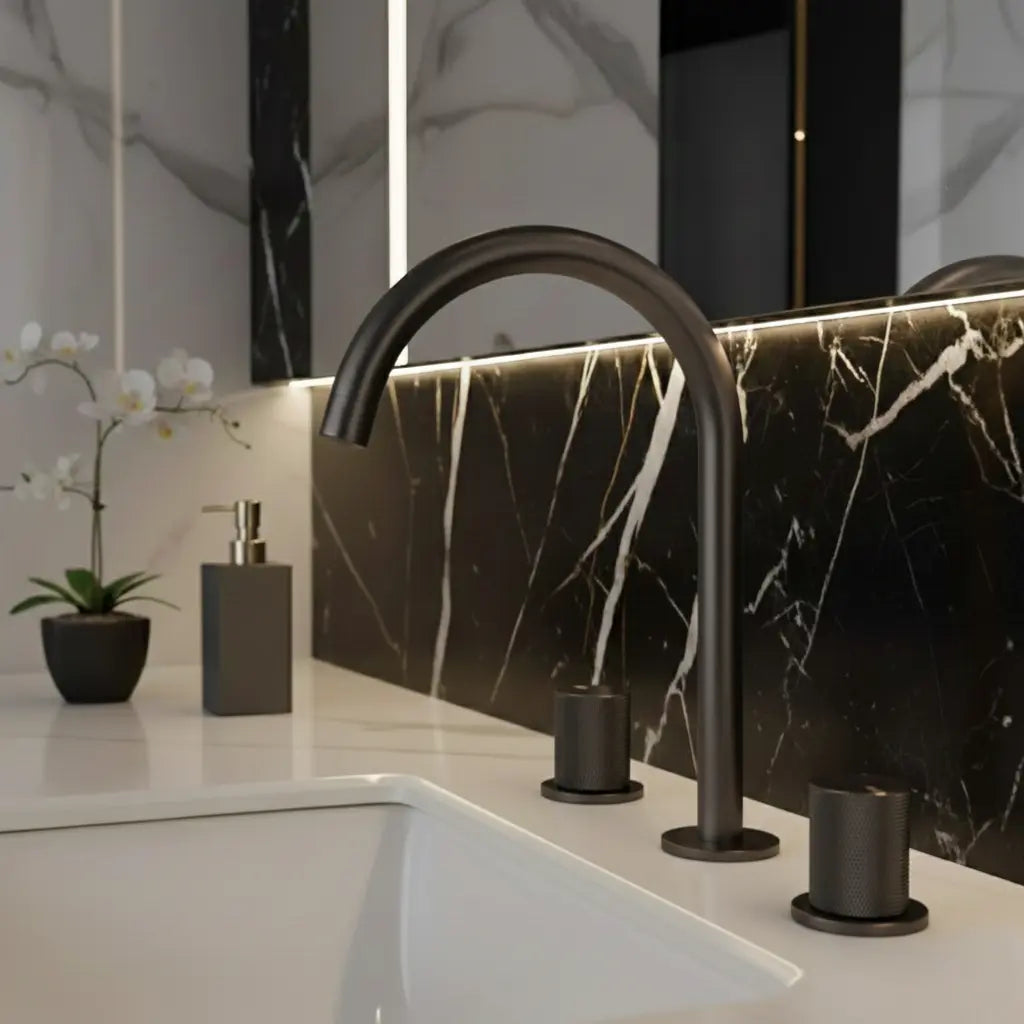 Robinet mélangeur lavabo sur plan anthracite - Oko Afinaure