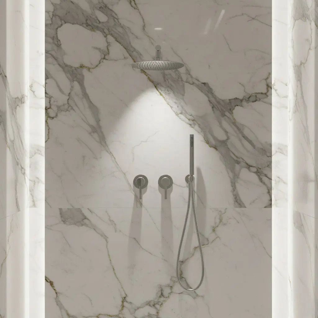 Composition thermostatique de douche encastrée chrome - Biblos Afinaure