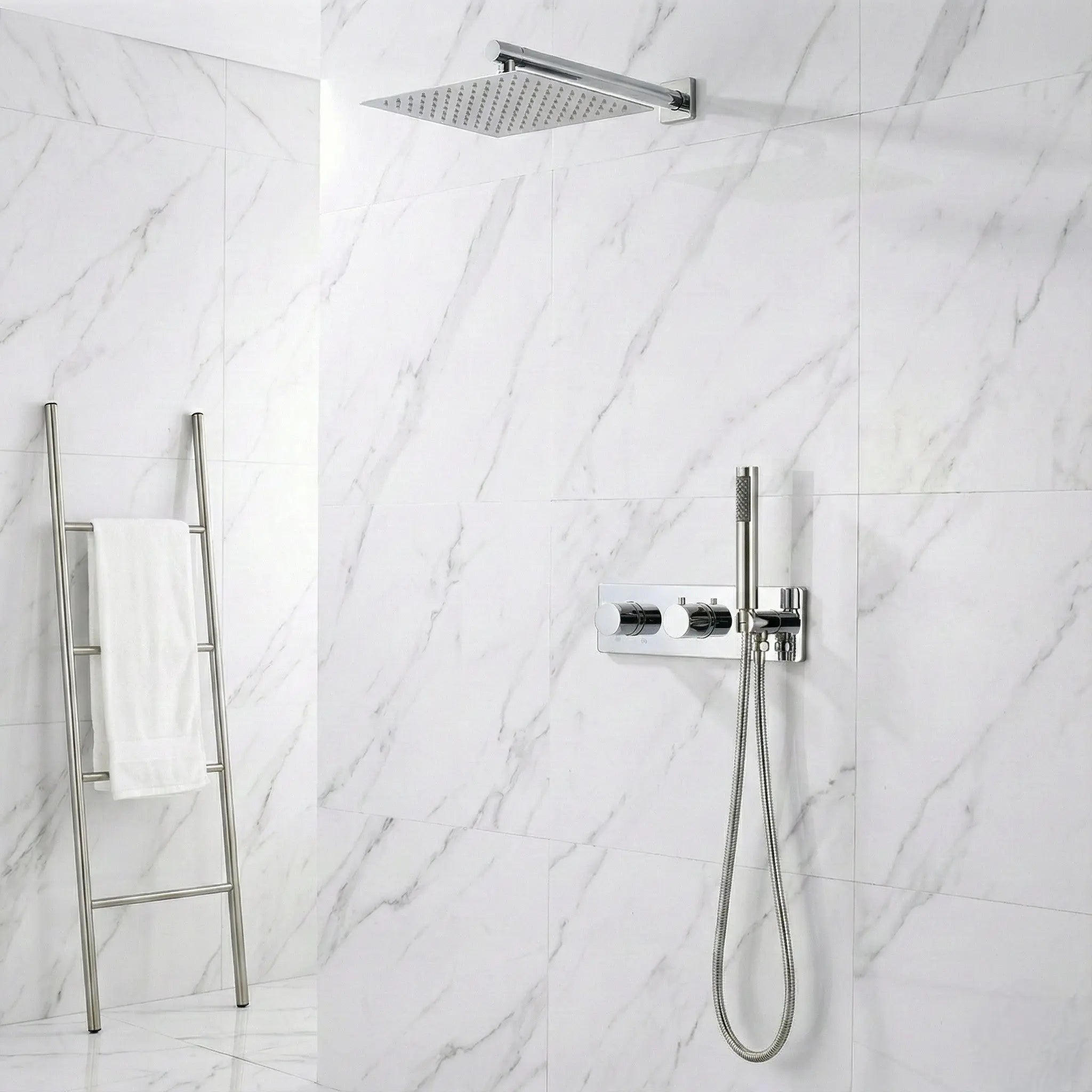 Ensemble de douche encastré en chrome - Rixo Afinaure