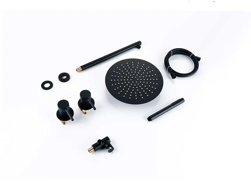 Colonne de douche thermostatiqu encastré noir - Biblos Afinaure