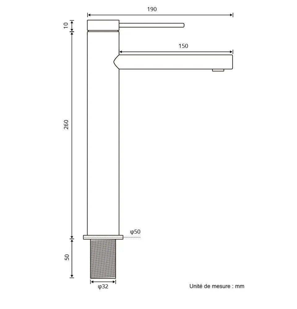Mitigeur lavabo haut sur plan noir - Tamarin Afinaure