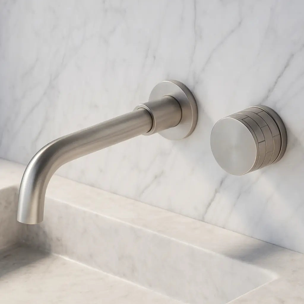 Robinet lavabo mural encastrable en inox brossé - Culinan Afinaure