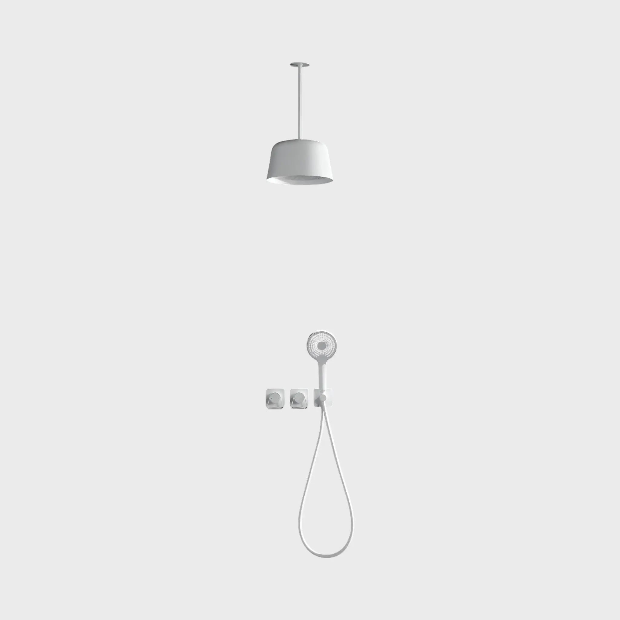 Mitigeur de douche encastrée avec pomme cloche plafond blanc - Lujo Afinaure