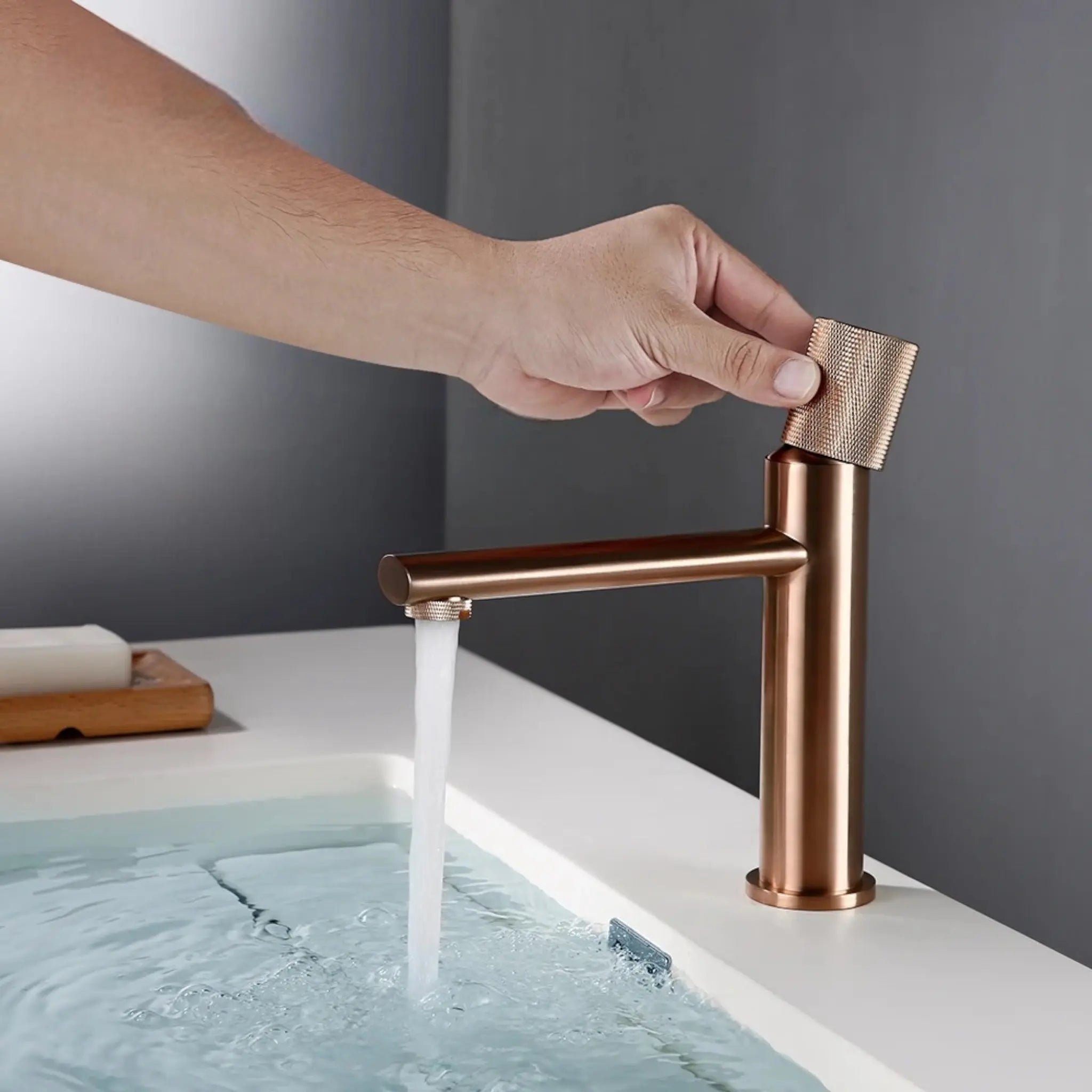 Robinet mitigeur lavabo or rose - Eden Afinaure