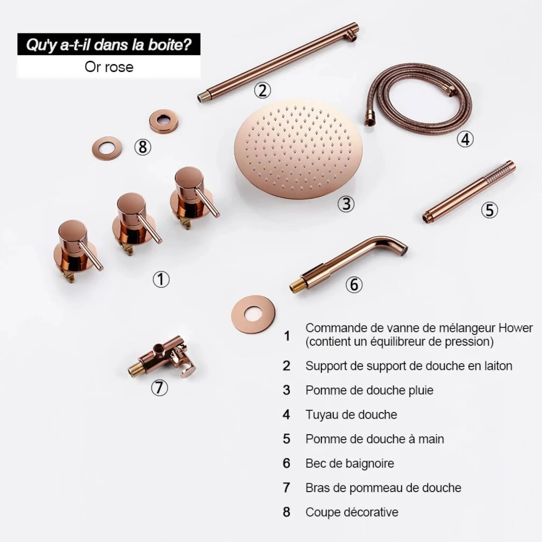 Kit de douche-bain encastré or rose - Biblos Afinaure