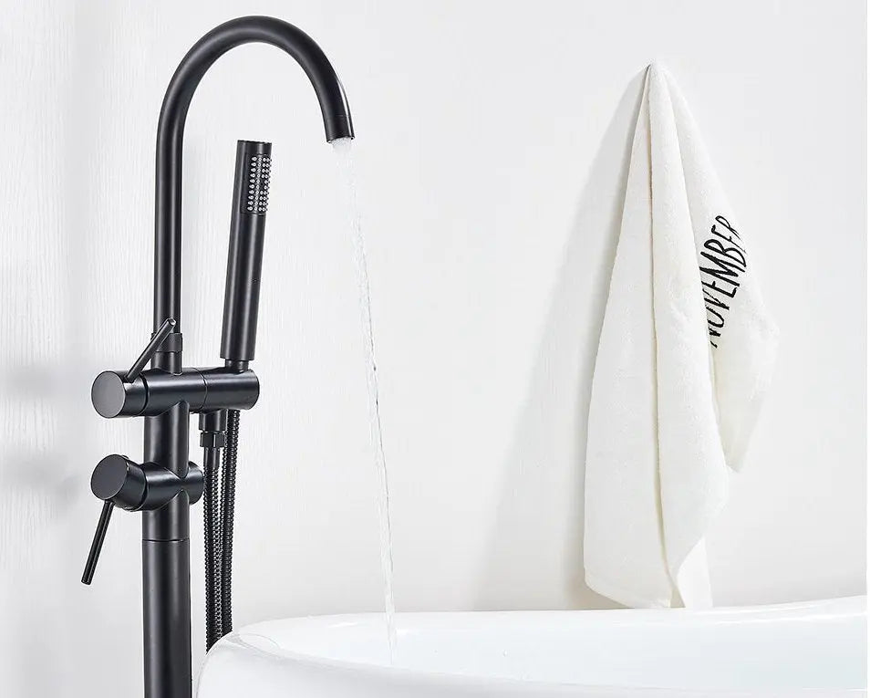 Robinet mitigeur de baignoire sur pied noir mat - Amare Afinaure