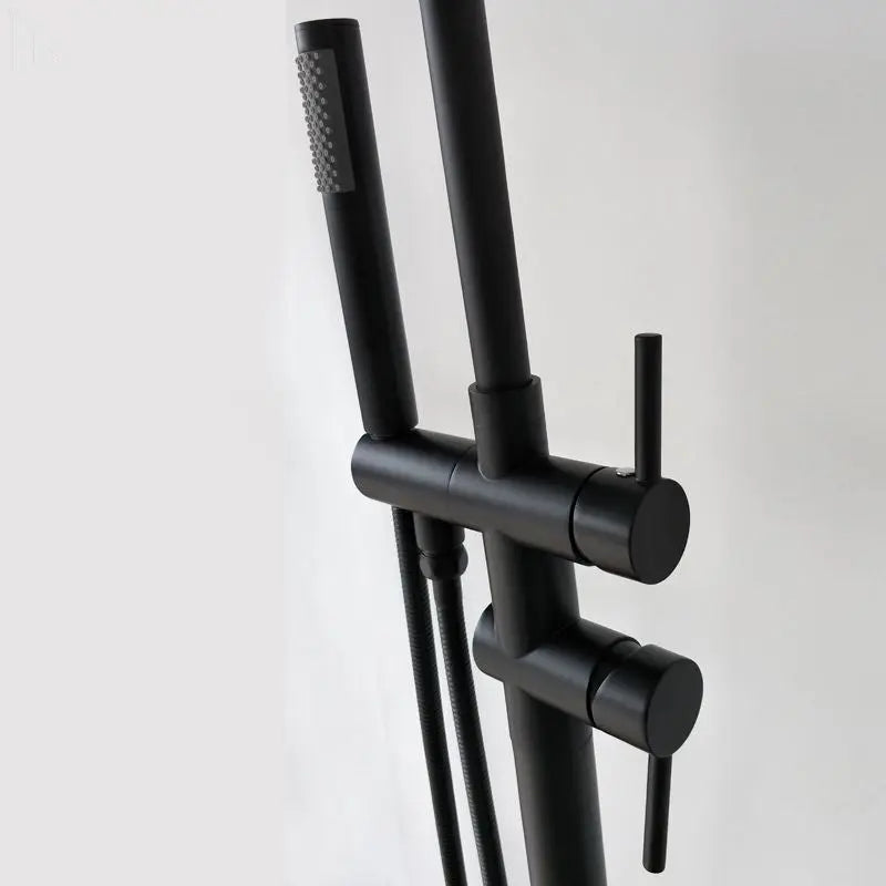 Robinet mitigeur de baignoire sur pied noir mat - Amare Afinaure