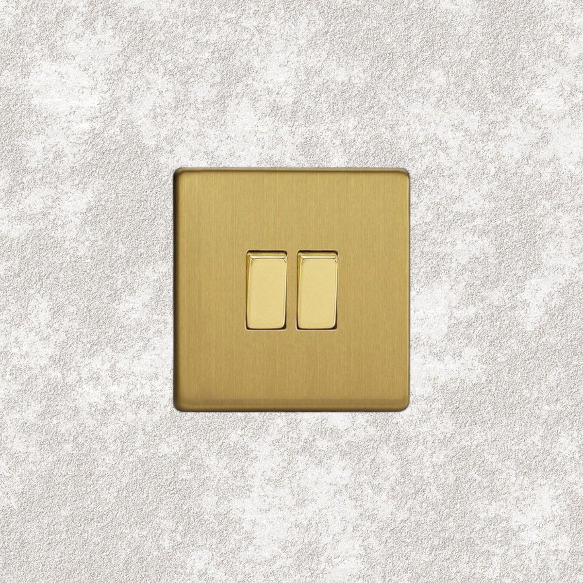 Interrupteur double bouton plat Laiton brossé - Mayfair