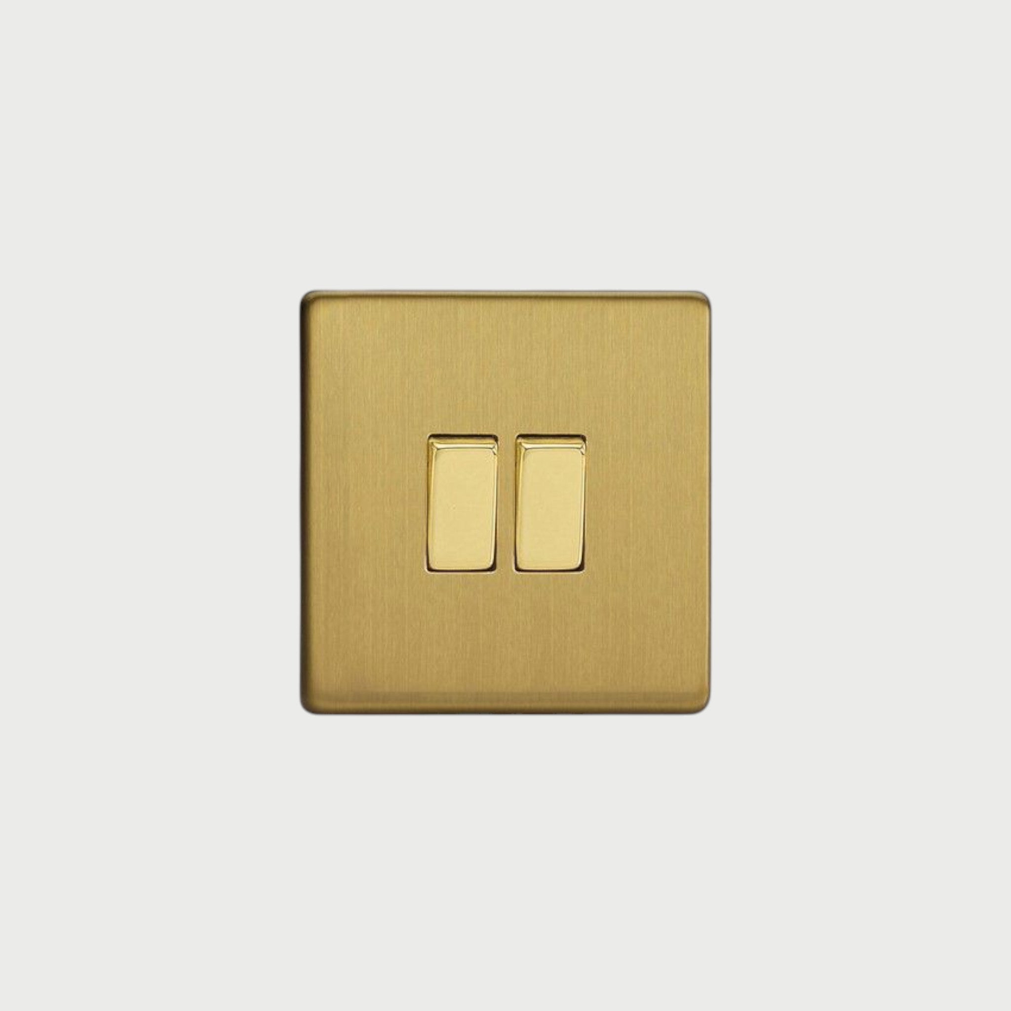 Interrupteur double bouton plat Laiton brossé - Mayfair