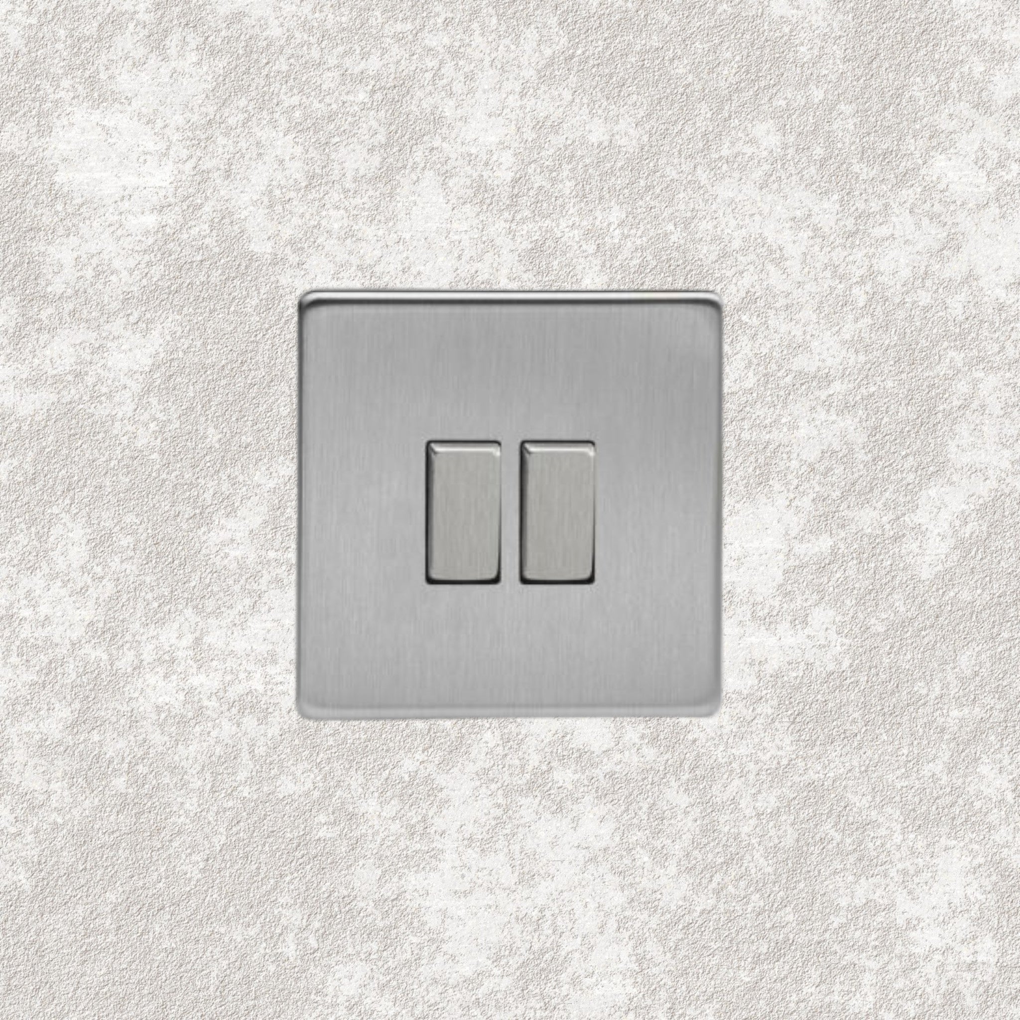 Interrupteur double bouton plat acier brossé - Mayfair