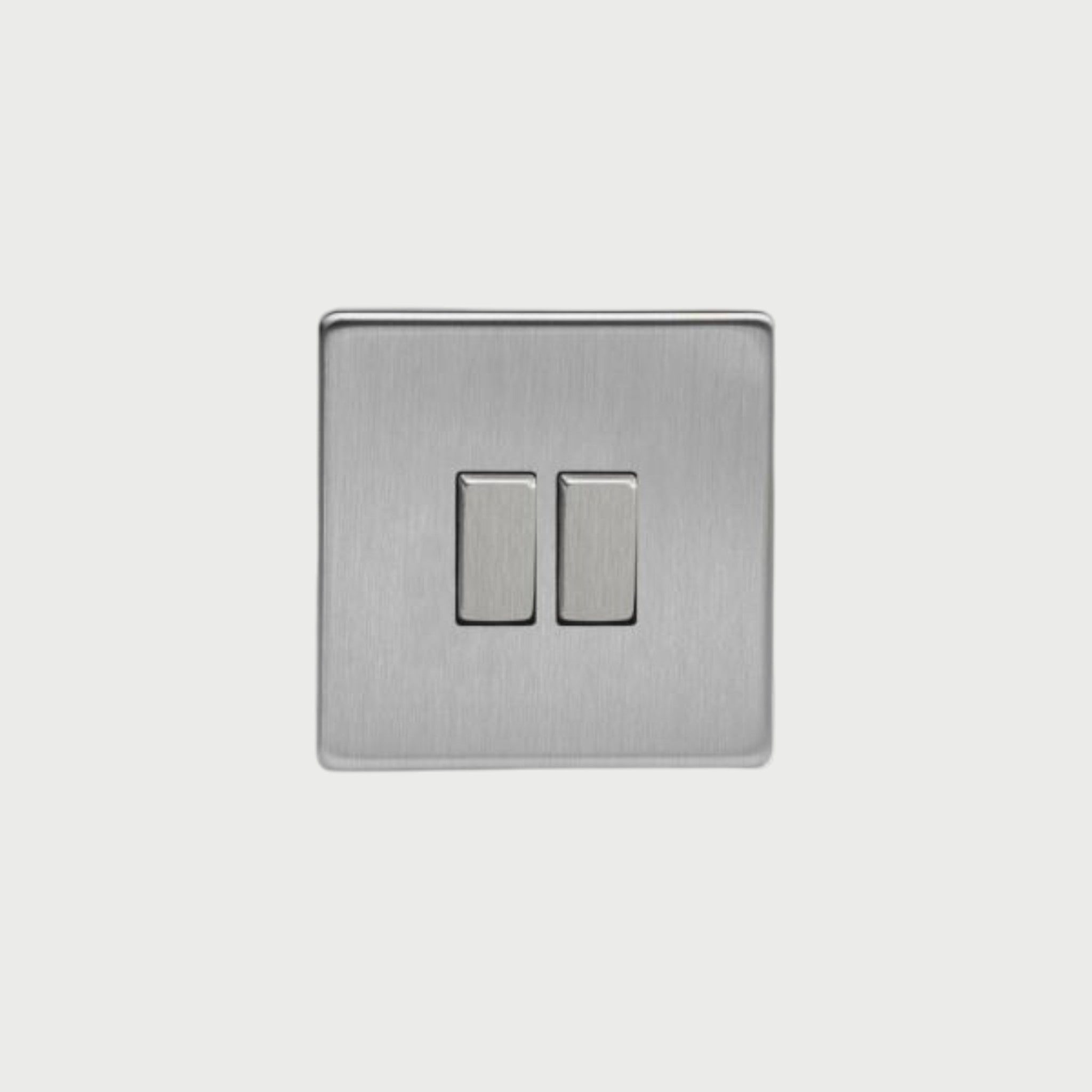 Interrupteur double bouton plat acier brossé - Mayfair
